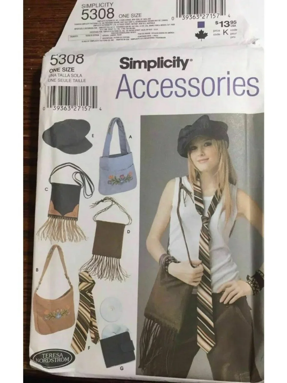 Vintage Sewing Pattern Simplicity 5308 Juniors Accessories Teresa Nordstrom Bags